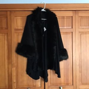 Black faux fur coat